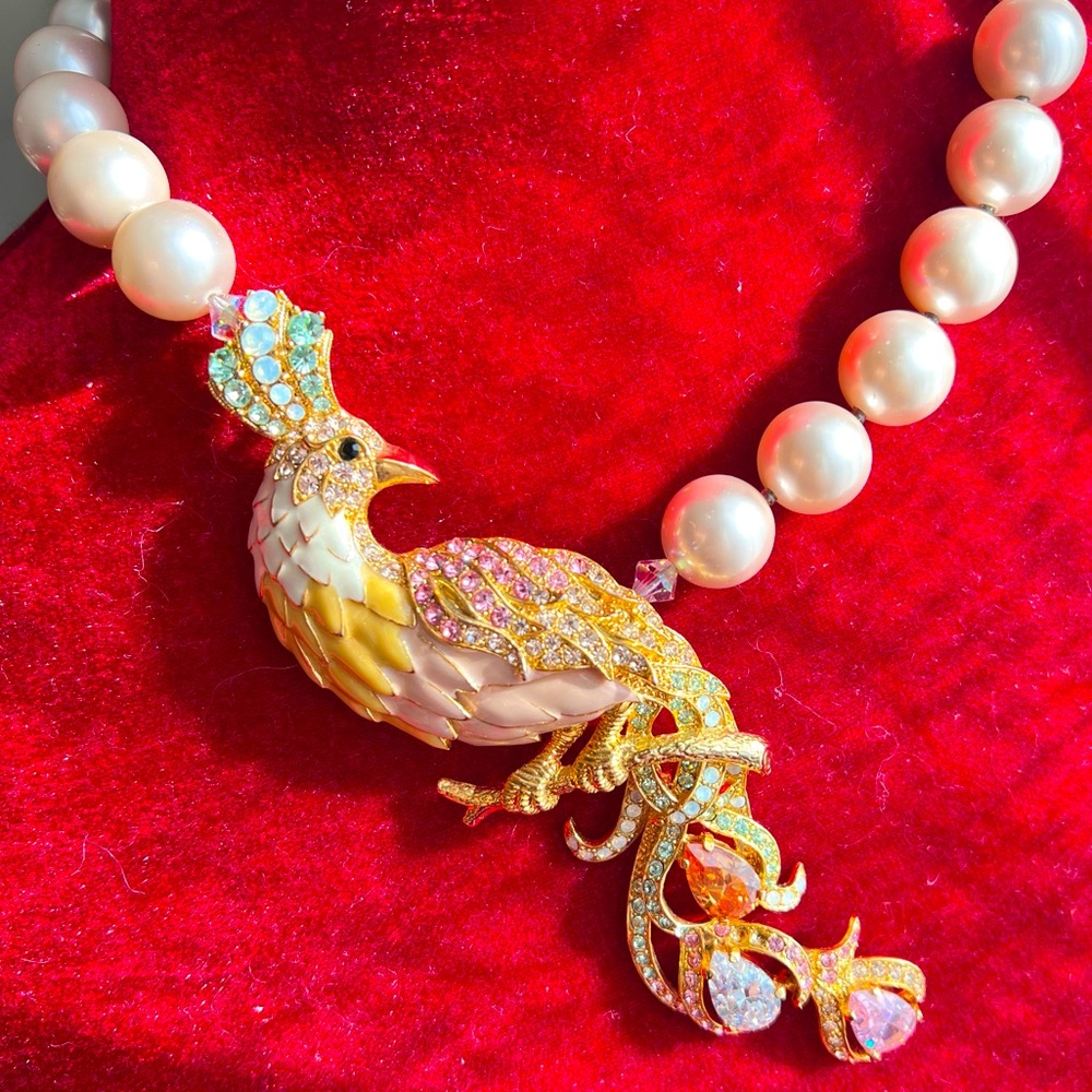 RARE! Janus Crystal Peacock Necklace